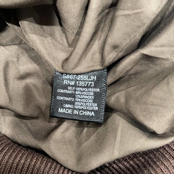 NWOT Olivaceous Floral Embroidered Brown Satin Bomber Jacket SZ L - Picture 6 of 8